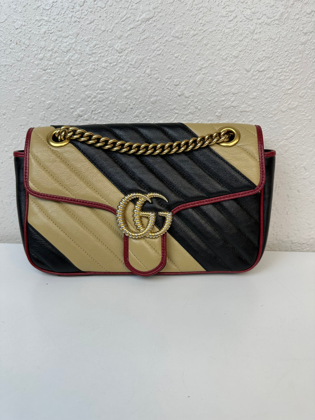 Gucci Bi-Color Leather medium Marmont Shoulder Bag