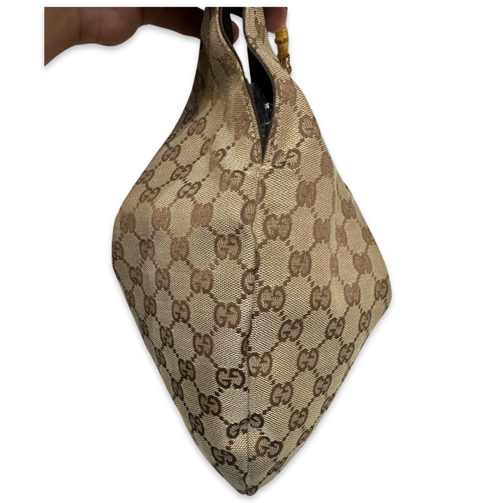 Pre-Owned Gucci GG Logo Supreme Large Bamboo Shoulder Bag Totes