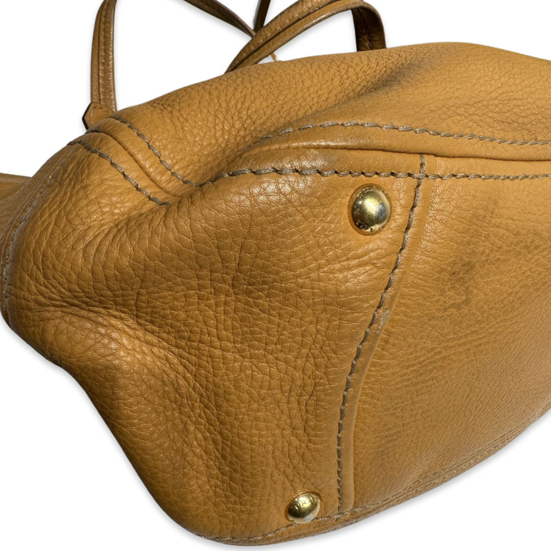 Pre-Owned Prada Orange Leather Shoulder Bag Totes