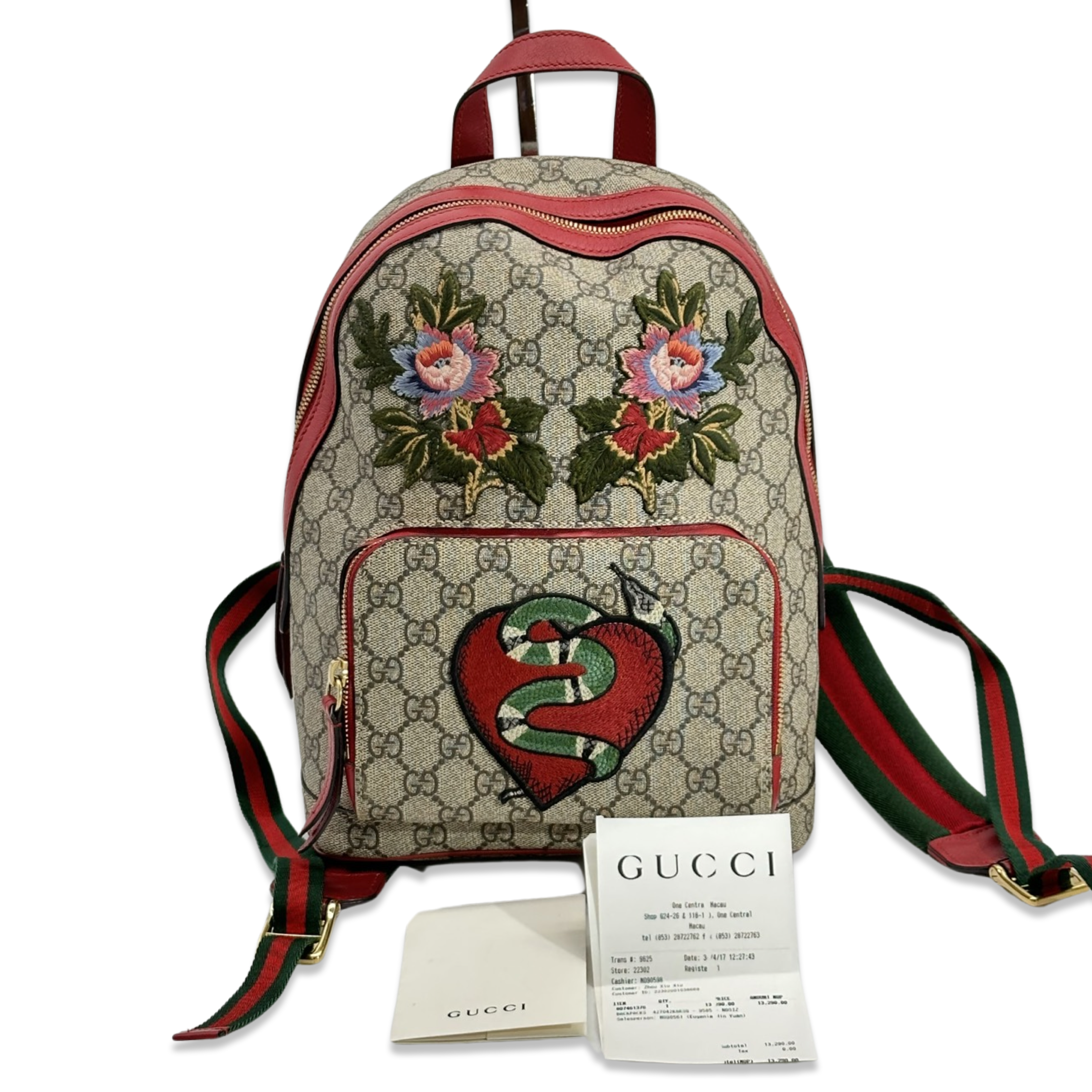 Gucci Floral GG Mini Backpack with Green & Red Web and Cream Trim Gucci GG Supreme Monogram Flora Web Small Ophidia Day  main image 2