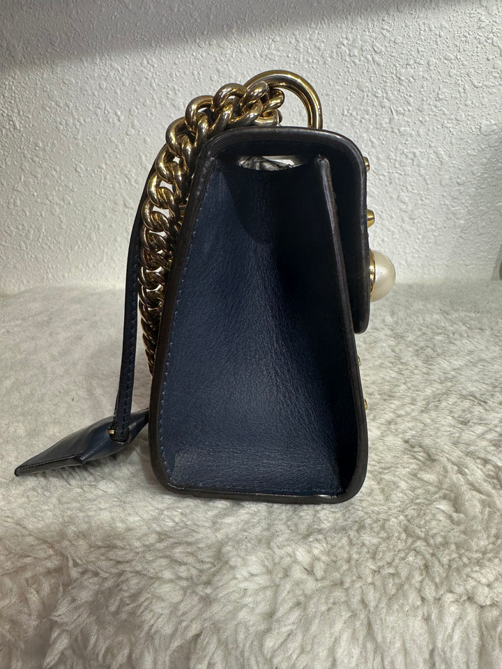 Gucci Navy Blue Pearl Small Padlock Shoulder Bag