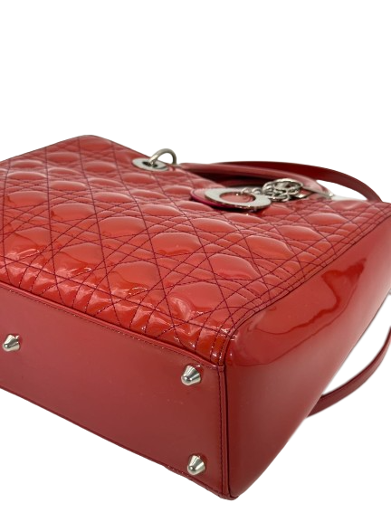 Preloved Christian Dior Patent Leather Large Lady Dior Bag Shoulder Bag