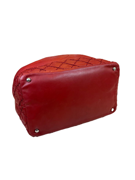 Preloved Chanel Red Leather CC Logo Shoulder Bag Totes