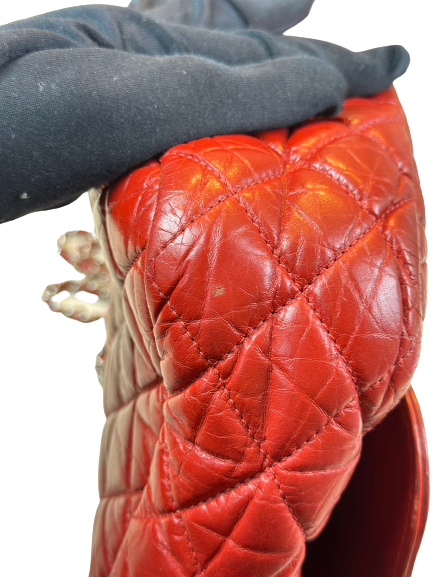 Preloved Chanel Red Leather Lambskin Shoulder Bag Crossbody