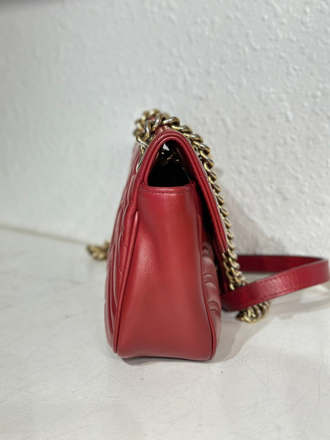 Gucci Red Leather Small Marmont shoulder bag crossbody