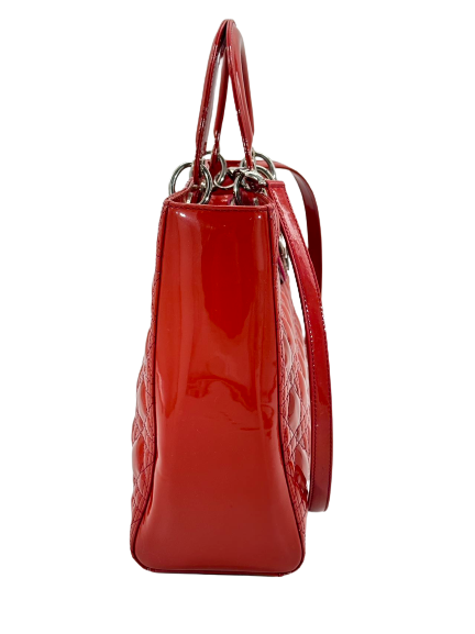 Preloved Christian Dior Patent Leather Large Lady Dior Bag Shoulder Bag