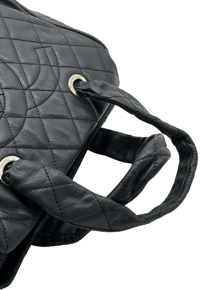 Preloved Chanel Black Quilt Caviar CC Logo Satchel Handbag