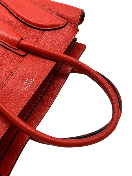 Preloved Celine Orange Leather Mini Luggage Totes Shoulder Bag Satchel