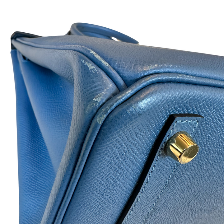 Pre-Owned Hermes Birkin 30 Blue Epsom With Gold Hardware Satchel