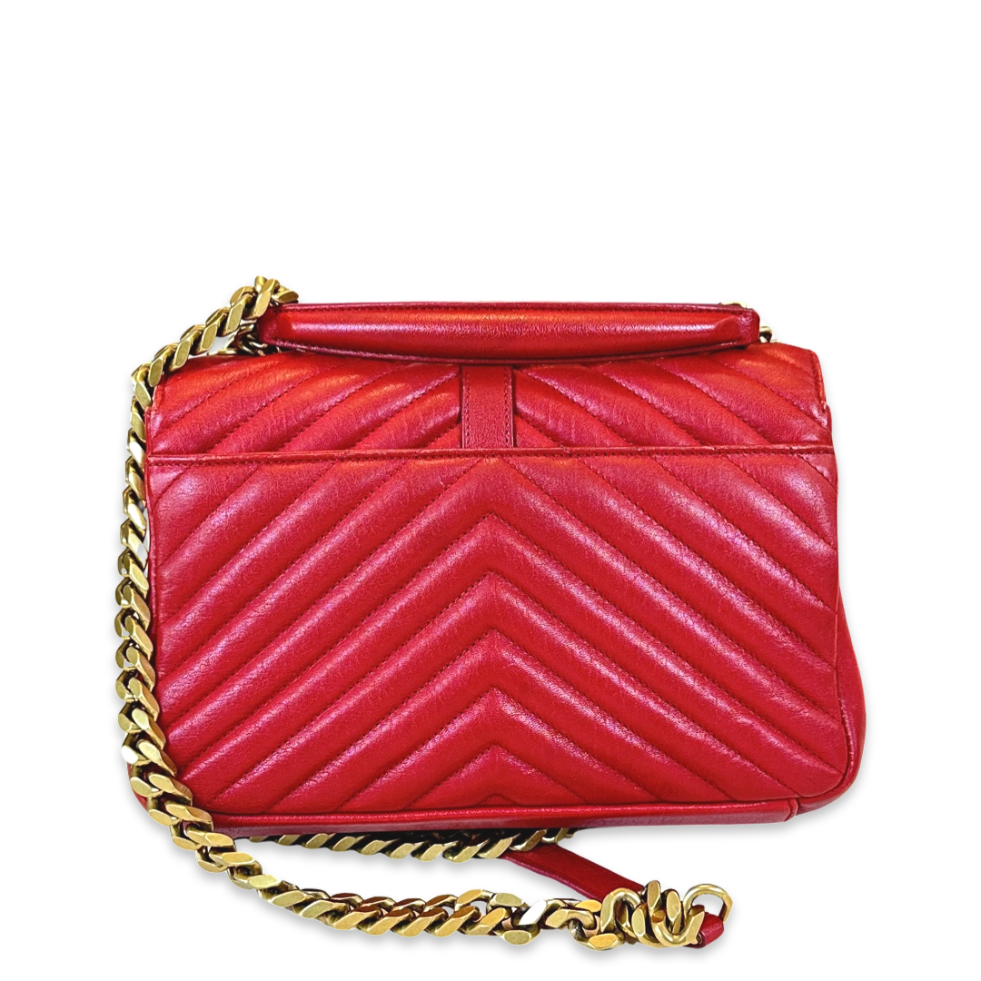 Pre-Owned Saint Laurent Red Leather Medium College Shoulder Bag
