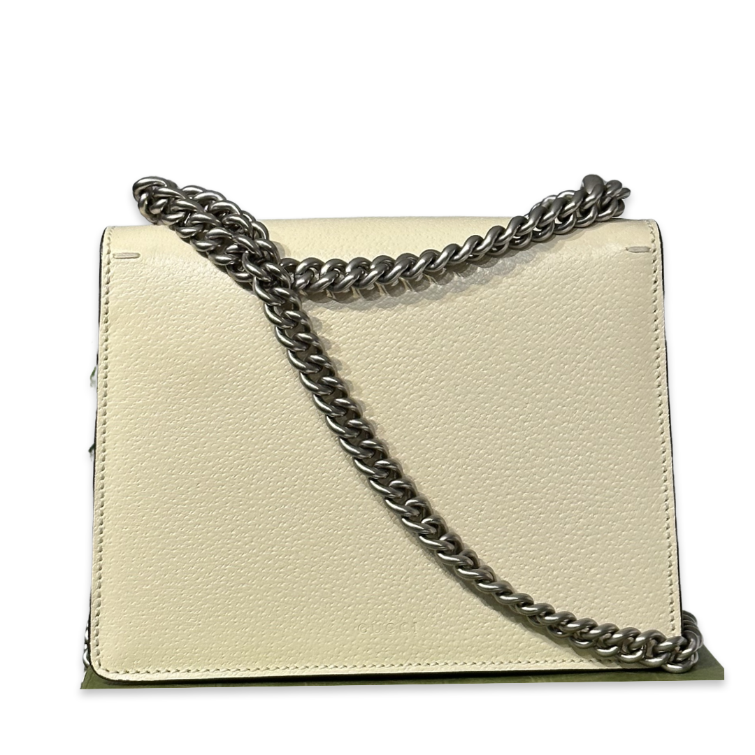 Pre-Owned Gucci Mini Dionysus White Leather Shoulder Bag Crossbody
