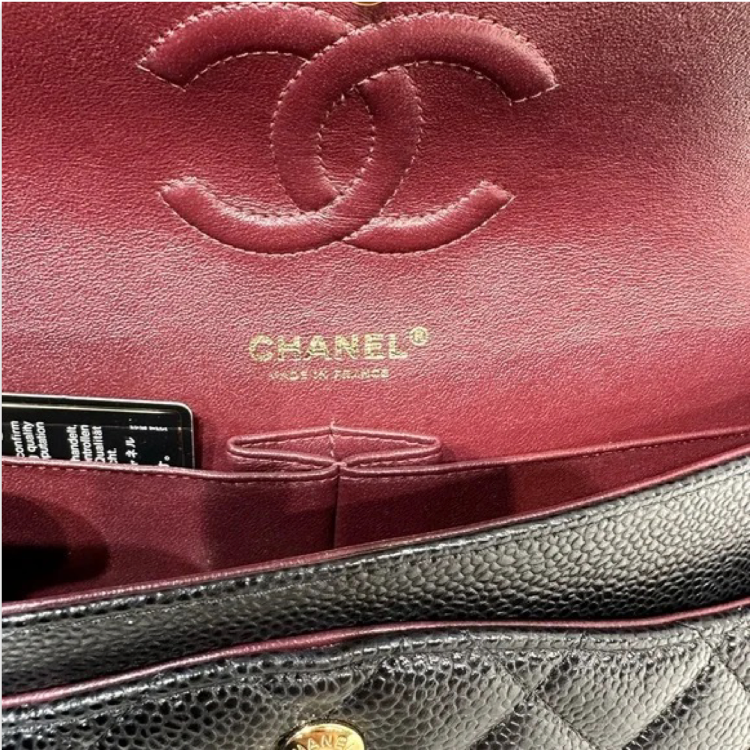 Pre-Owned Chanel Black Caviar Leather Classic Double Flap Shoulder Bag