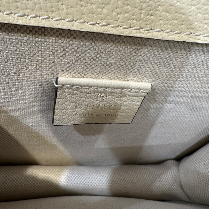 Pre-Owned Gucci Mini Dionysus White Leather Shoulder Bag Crossbody