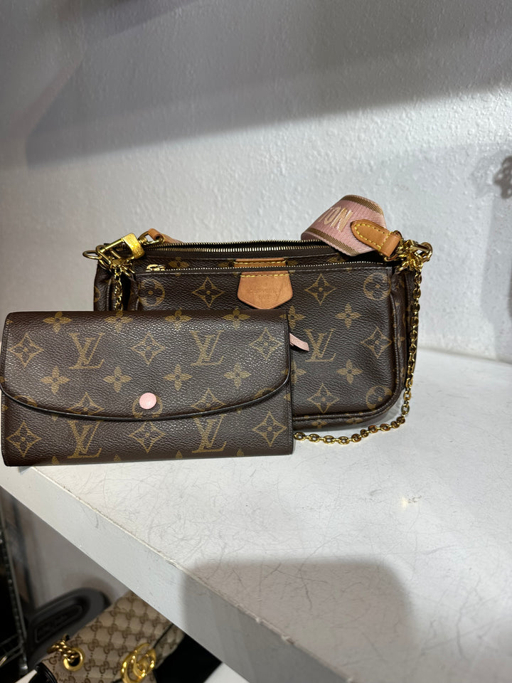 Louis Vuitton Monogram Canvas Multi Pochette bundle with mono wallet