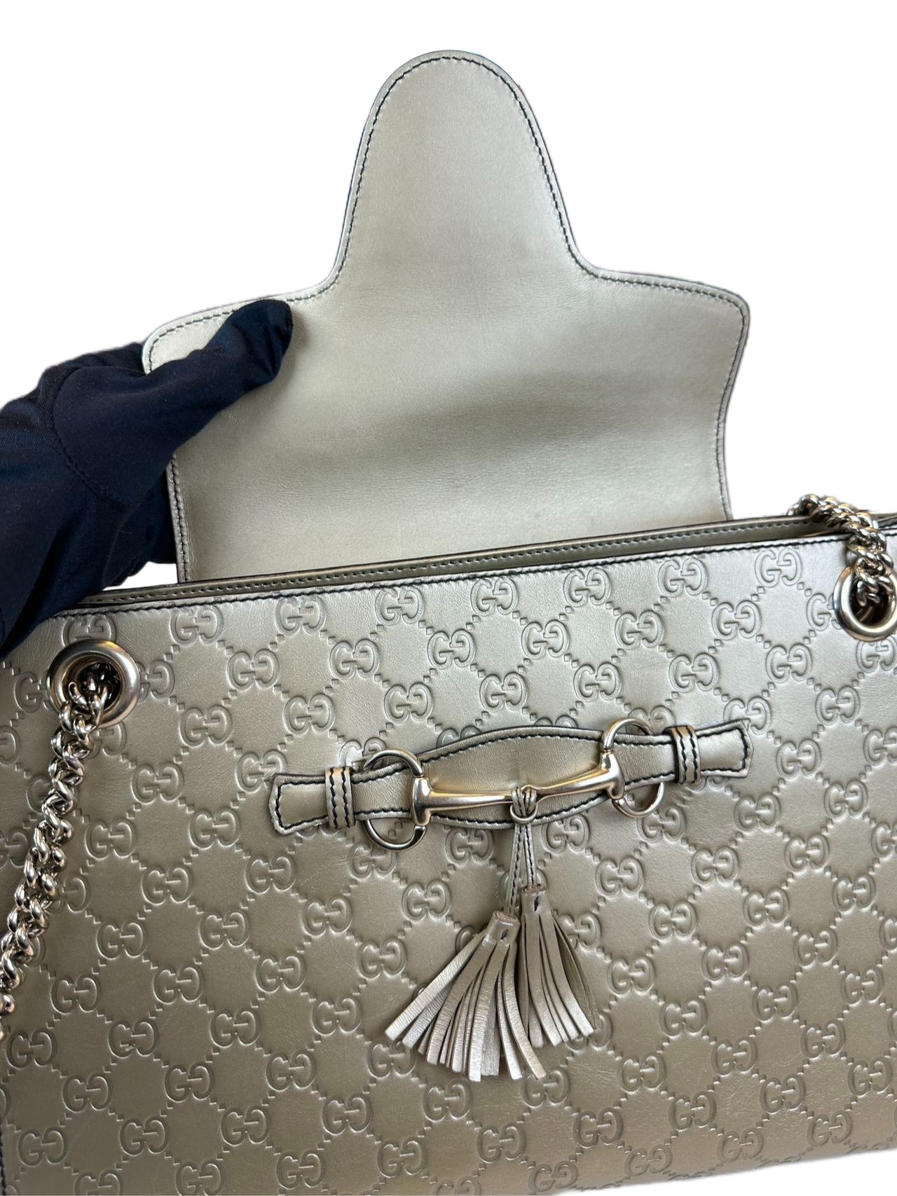 Preloved Gucci GG Logo Printed Large Emily Chain Shoulder Bag