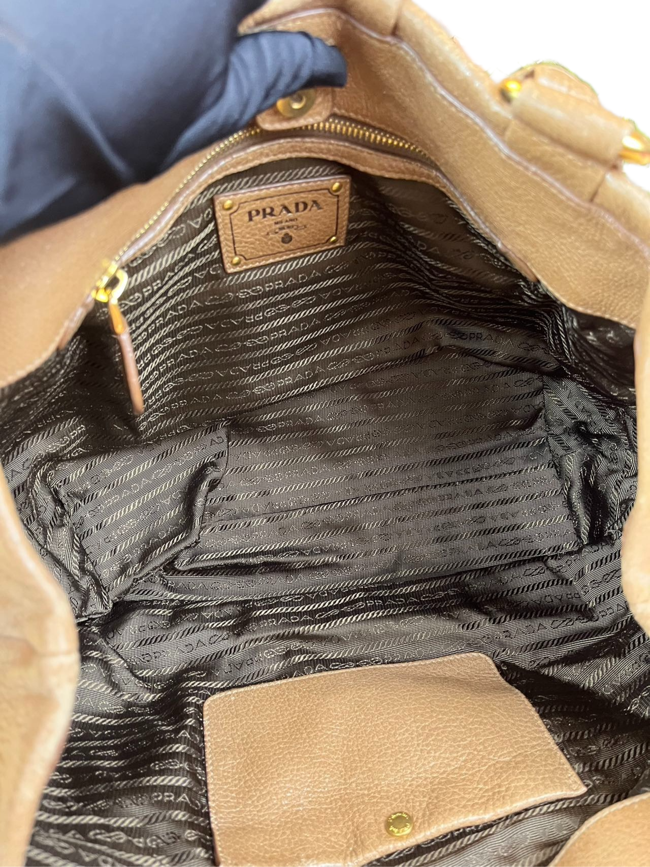 Preloved Prada Brown Leather Shoulder Bag Tote Satchel