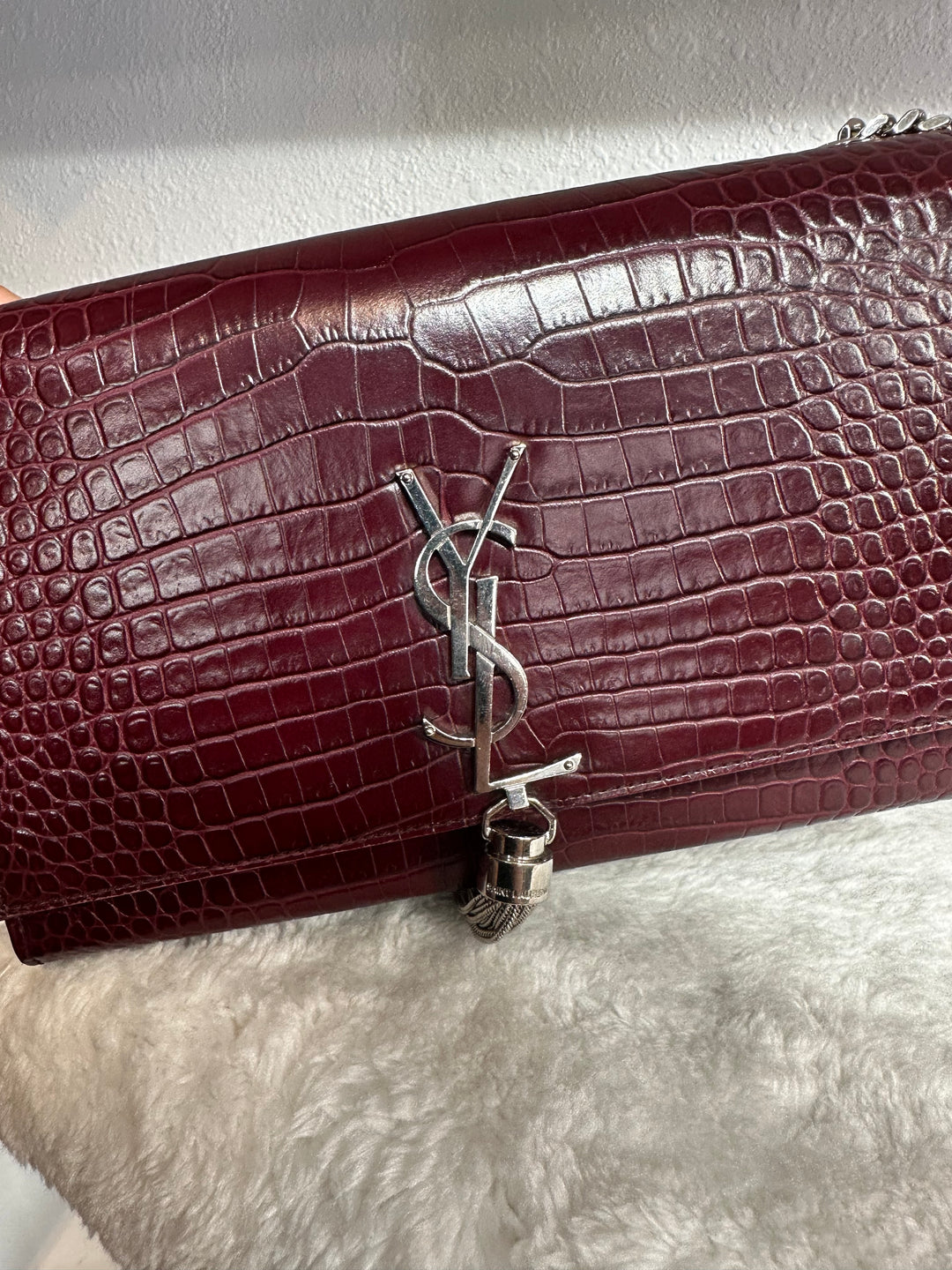 Saint Laurent Crocodile Kate chain shoulder bag