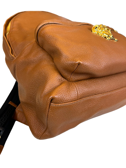 Preloved Versace Brown Leather Unisex Backpack