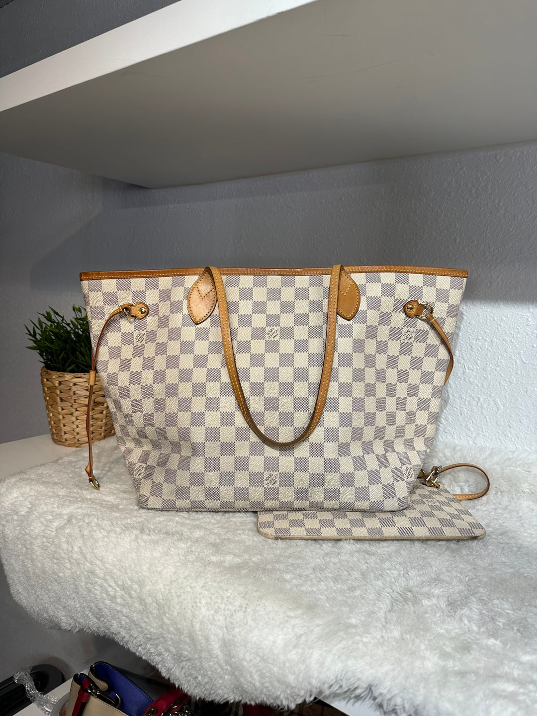 Louis Vuitton Damier Azur Shoulder Bag NeverFull MM