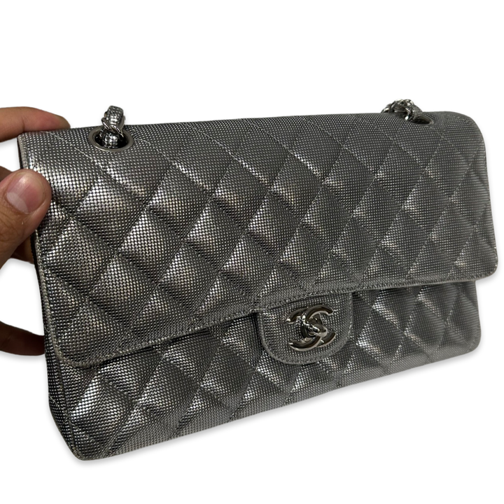 Pre-Owned Chanel Silver Classic Double Flap FC Shoulder Bag