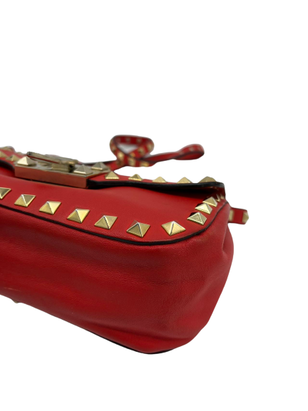 Preloved Valentino Red Leather Small RockStud Shoulder Bag Crossbody
