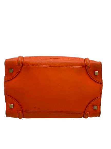 Preloved Celine Orange Leather Mini Luggage Satchel Handbag