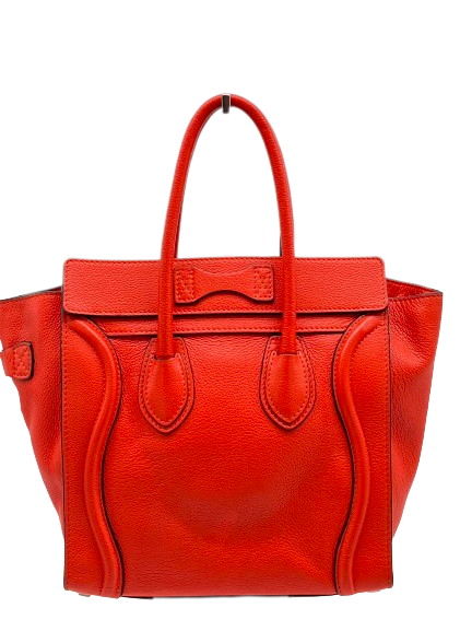 Preloved Celine Orange Leather Mini Luggage Totes Shoulder Bag Satchel
