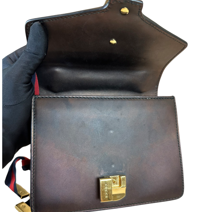 Pre-owned Gucci Mini Black Metallic Sylvie Shoulder Bag