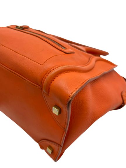 Preloved Celine Orange Leather Mini Luggage Satchel Handbag