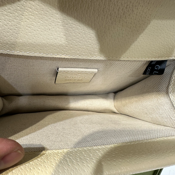 Pre-Owned Gucci Mini Dionysus White Leather Shoulder Bag Crossbody