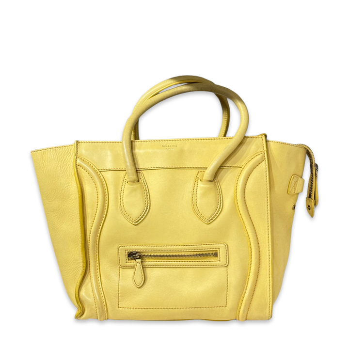Pre-Owned Celine Yellow Leather Mini Luggage Totes Top Handle Bag