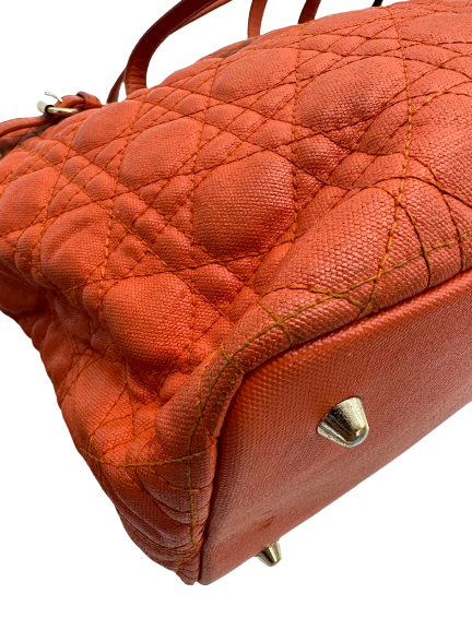 Preloved Christian Dior Orange Leather Totes Shoulder Bag