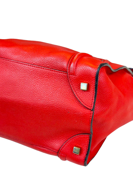 Preloved Celine Red Leather Mini Luggage Totes Satchel