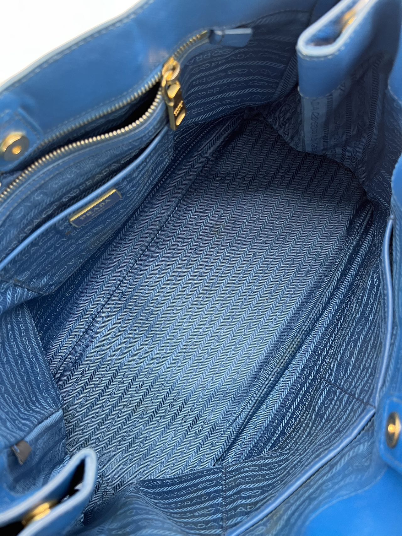 Preloved Prada Blue Lux Saffiano Large Satchel Handbag