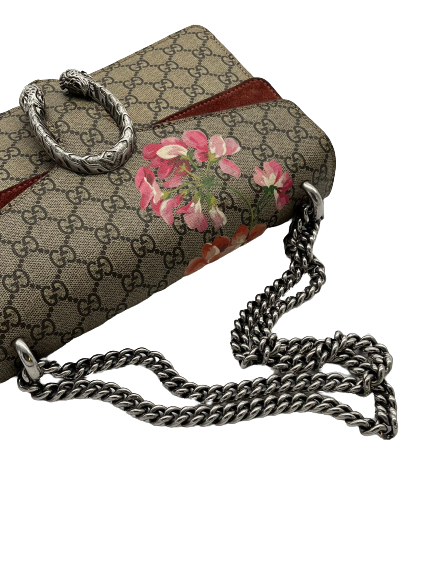 Pre-Owned Gucci GG Logo Supreme Medium Dionysus With Flowers Shoulder Bag