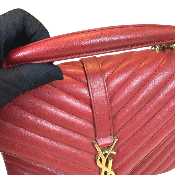 Pre-Owned Saint Laurent Red Leather Medium College Shoulder Bag