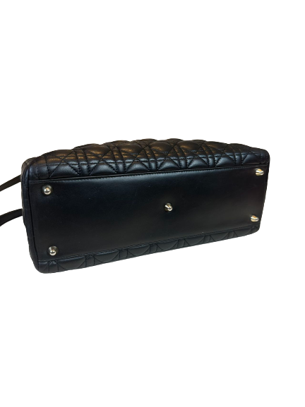 Preloved Christian Dior Black Leather Large Lady Dior Shoulder Bag