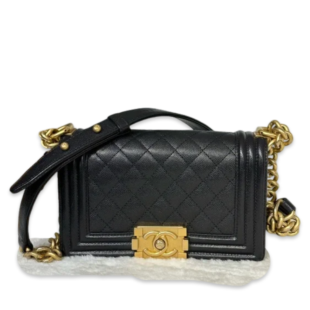 Pre-Owned Chanel Black Caviar Leather Small Boy Bag Shoulder Bag Crossbody
