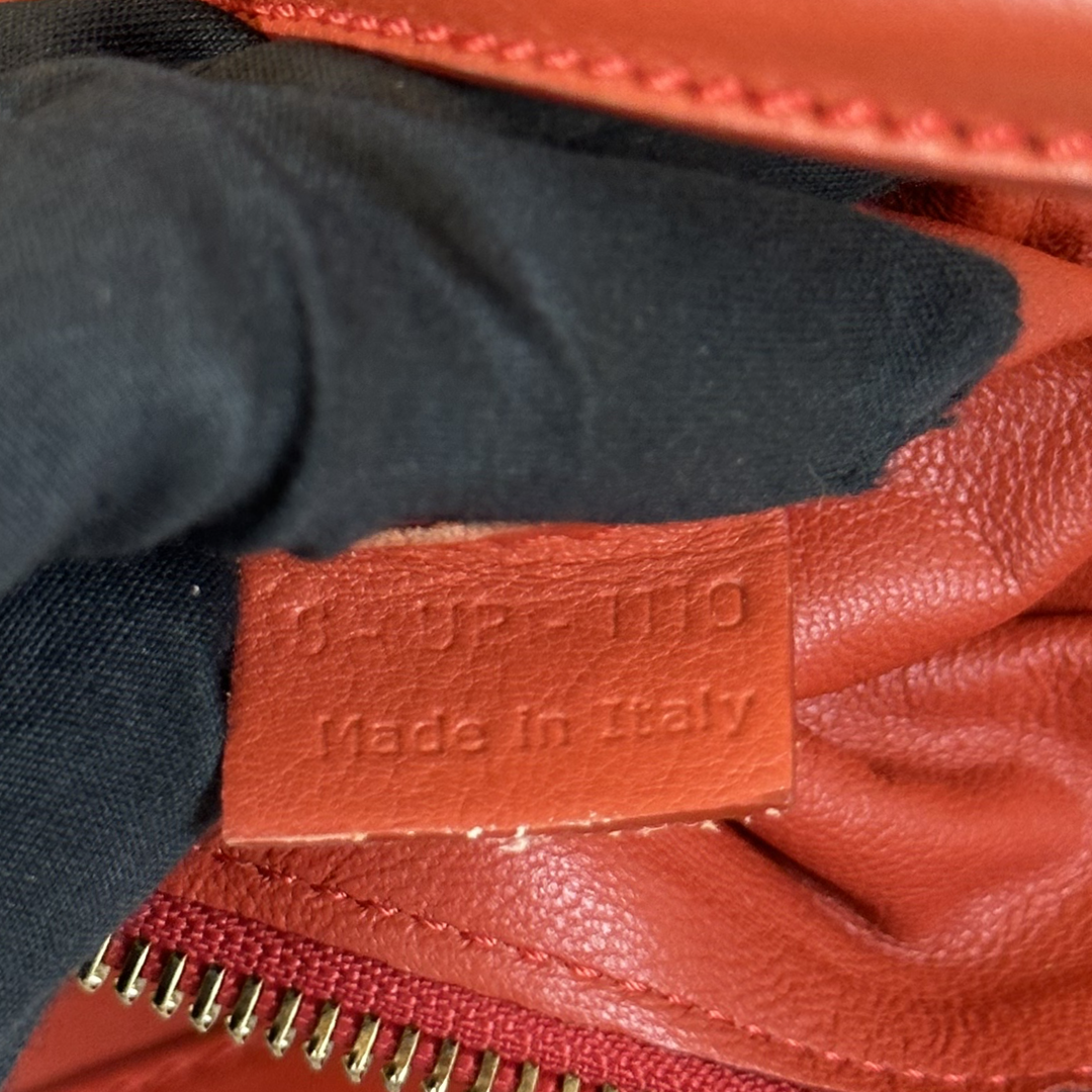 Pre-Owned Celine Orange Red Leather Mini Luggage Large Top Handle Bag
