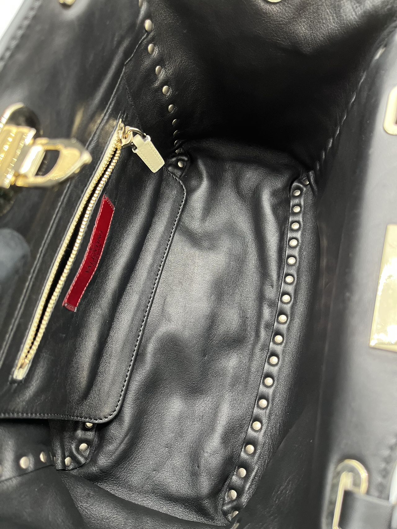 Preloved Valentino Black And White Leather RockStud Shoulder Bag Crossbody