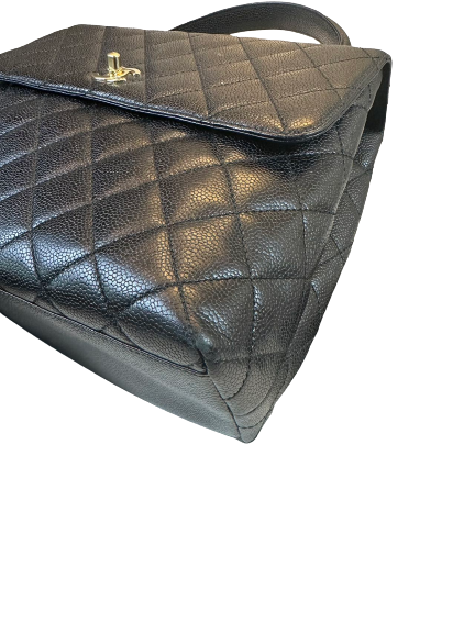 Preloved Chanel Black Quilted Caviar Vintage Handbag Satchel