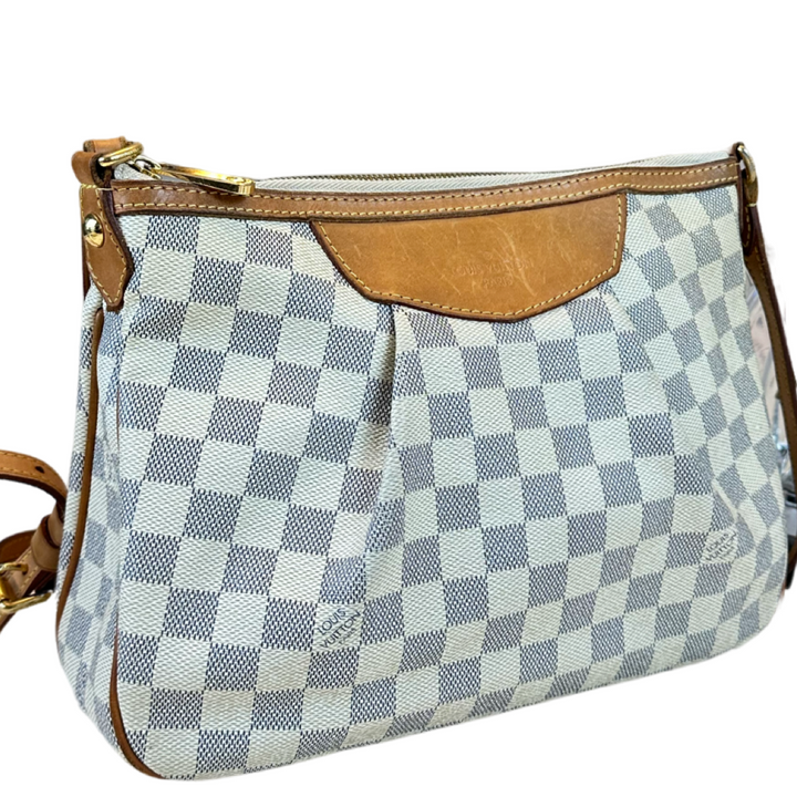 Pre-Owned Louis Vuitton Damier Azur Siracusa PM Crossbody
