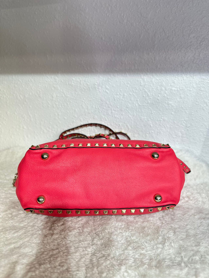 Valentino pink leather rockstud shoulder bag