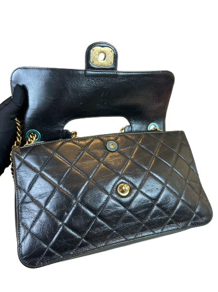 Preloved  Chanel Black Leather Shoulder Bag With Gold Hardware