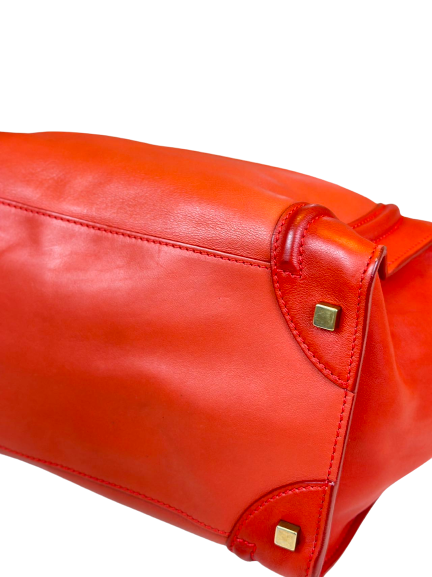 Preloved Celine Orange Leather Mini Luggage Totes Satchel