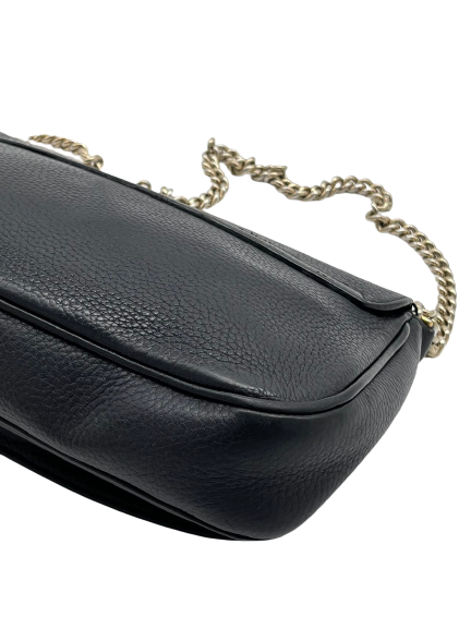 Preloved Gucci GG Logo Black Leather Soho Chain Shoulder Bag Crossbody