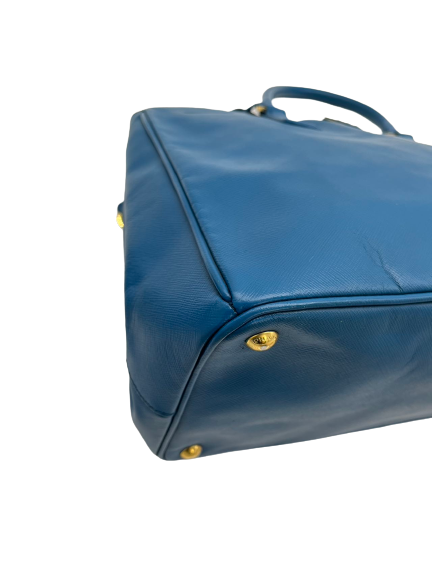 Preloved Prada Blue Lux Saffiano Large Satchel Handbag