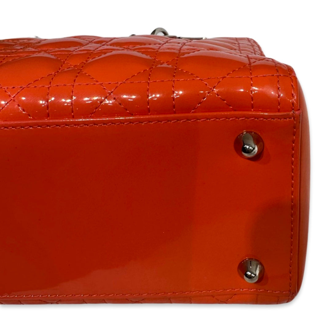 Pre-Owned Dior Orange Leather Large Lady Dior Shoulder Bag