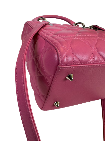 Preloved Christian Dior Lambskin Pink Leather Medium Lady Dior Shoulder Bag