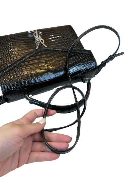 Preloved Yves Saint Laurent Cassandra Top Handle IN CROCODILE-EMBOSSED SHINY LEATHER